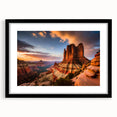 Framed wall art featuring a stunning canyon landscape design, with a black mat and frame, showcasing vibrant colors and intricate details, perfect for home decor.