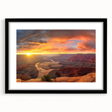 Framed wall art featuring a stunning canyon landscape design, set in a sleek black frame with a white mat, perfect for modern home decor. This artwork adds depth and natural beauty to any room, ideal for nature enthusiasts and art lovers alike.