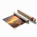 Rolled print of a vibrant canyon landscape wall art design featuring rich earthy tones and dynamic textures, ideal for home decor or office spaces.
