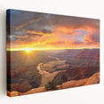 Stretched canvas wall art showcasing a vibrant canyon landscape design with rich earth tones, perfect for adding natural beauty to any room's décor.