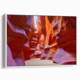 Framed wall art depicting a vibrant canyon landscape design, showcasing warm earth tones and intricate textures, ideal for enhancing home decor in living spaces.
