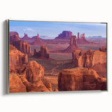 Framed canvas wall art depicting a stunning canyon landscape with rich earthy tones and intricate details, designed to enhance any interior space.