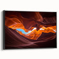 Framed canvas wall art showcasing a stunning canyon landscape design with rich earthy tones and intricate textures, presented in a sleek black frame for modern decor.