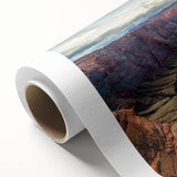 Vibrant rolled canvas art showcasing a stunning desert canyon landscape, featuring warm earthy tones and intricate details, perfect for home decor.