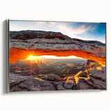 Framed canvas wall art showcasing a stunning canyon landscape design with silver accents, ideal for modern home decor. Perfect for adding a touch of nature.