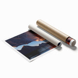 Vibrant rolled print showcasing a stunning landscape canyon design, featuring rich earthy tones and intricate details, ideal for home decor or art collectors.