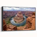 Framed canvas wall art showcasing a stunning canyon landscape design, featuring rich earthy tones and a sleek black frame, perfect for home decor enhancement.