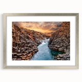 Framed landscape wall art collection showcasing vibrant canyon designs, featuring a silver frame and mat, ideal for modern home decor and art enthusiasts.