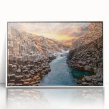 Framed acrylic wall art collection showcasing a vibrant canyon landscape design, featuring rich colors and intricate details, perfect for home decor and enhancing interior aesthetics.