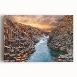 Vibrant stretched canvas wall art showcasing a stunning desert canyon landscape with rich colors and intricate details, perfect for home decor and artistic accent.