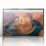 Framed acrylic wall art depicting a vibrant canyon landscape with rich colors and intricate details, ideal for modern home decor. Enhance your space with this stunning piece that captures the beauty of nature.
