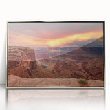 Framed acrylic wall art showcasing a stunning canyon landscape design with vibrant colors and intricate details, ideal for modern home decor.