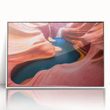 Framed acrylic wall art showcasing a stunning canyon landscape design, featuring vibrant colors and intricate details, ideal for enhancing modern home decor.