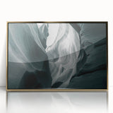 Framed acrylic wall art showcasing a vibrant canyon landscape with golden accents, perfect for modern home décor. Ideal for nature enthusiasts and art collectors.