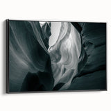 Framed canvas wall art showcasing a stunning canyon landscape design, featuring rich earthy tones and intricate details, viewed from a side angle against a neutral backdrop.