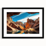 Framed wall art featuring a stunning canyon landscape design with a matte finish, showcasing vibrant colors and intricate details, perfect for home decor.