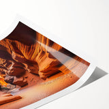 Vibrant rolled print of a canyon landscape artwork showcasing rich earth tones and dramatic rock formations, designed for wall decor enthusiasts. Perfect for adding a natural touch to any modern interior space.
