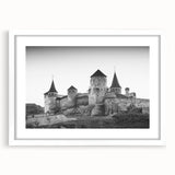 Elegant white-framed wall art showcasing a stunning landscape with a castle, designed to enhance home decor. Ideal for adding a touch of sophistication to any room.