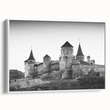 Framed canvas wall art showcasing a picturesque landscape featuring a majestic castle against a serene sky, ideal for home decor and interior design enthusiasts.