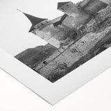 Rolled canvas showcasing a vibrant landscape with a majestic castle, featuring detailed textures and rich colors, ideal for home decor and art enthusiasts.