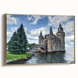 Framed canvas wall art collection showcasing a stunning landscape of a castle, featuring rich gold accents and intricate details, perfect for elegant home decor.
