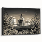 Framed canvas wall art showcasing a stunning landscape with a medieval castle, featuring rich colors and intricate details, perfect for home decor enhancement.