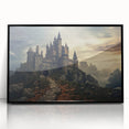 Framed acrylic wall art showcasing a stunning landscape with a castle, featuring a black frame. Ideal for enhancing home decor with elegance and charm.