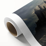 Rolled canvas showcasing a stunning landscape castle design, featuring vibrant colors and intricate details, ideal for enhancing home decor aesthetics.
