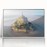 Framed acrylic wall art showcasing a picturesque landscape with a majestic castle, designed to enhance home decor. The artwork features vibrant colors and intricate details, perfect for adding elegance to any room.