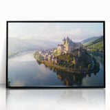 Framed landscape wall art collection featuring a stunning castle design with a sleek black frame, perfect for enhancing home decor and interior aesthetics.