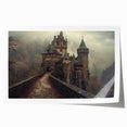 Rolled canvas print showcasing a stunning landscape of a medieval castle surrounded by lush greenery, ideal for home decor or art collection. Perfect for adding a touch of elegance and history to any room.