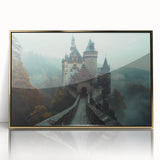 Framed wall art showcasing a stunning landscape with a castle, designed in a gold-accented acrylic frame, perfect for enhancing home decor and interior aesthetics.