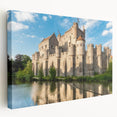 Stretched canvas wall art showcasing a vibrant landscape castle design, featuring rich colors and intricate details, perfect for enhancing home decor.