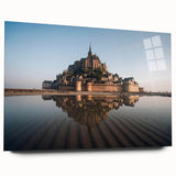 Acrylic wall art collection showcasing a picturesque landscape with a majestic castle, displayed from a side view, emphasizing vibrant colors and intricate details, perfect for home decor enthusiasts seeking artistic elegance.
