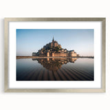 Framed wall art collection showcasing a stunning landscape with a silver mat, perfect for home decor, highlighting intricate castle designs and vibrant colors.