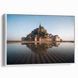 Framed canvas wall art depicting a stunning landscape with a castle, showcasing vibrant colors and intricate details, perfect for home decor.