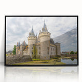 Framed wall art collection showcasing a landscape with a castle design, featuring a sleek black frame and acrylic front, ideal for home decor and interior design enthusiasts.