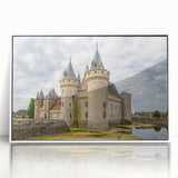 Framed acrylic wall art collection showcasing a stunning landscape of a castle, featuring a white frame and front view display, perfect for home decor enthusiasts.