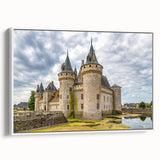 Framed canvas wall art design showcasing a scenic landscape with a castle, elegantly displayed against a white backdrop, ideal for home decor enhancement.