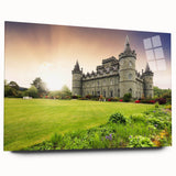 Acrylic glass wall art collection showcasing a stunning landscape with a castle, viewed from the side, perfect for home decor. Vibrant colors enhance the majestic scenery.