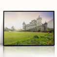 Framed wall art collection showcasing a stunning landscape with a castle scene, designed in an elegant black frame, perfect for home decor enhancement.