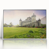 Framed wall art collection featuring a stunning landscape design with a castle, displayed in a sleek white frame, ideal for enhancing home decor aesthetics.