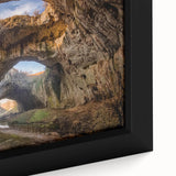 Framed canvas wall art showcasing a vibrant cave landscape design with intricate textures and colors, ideal for home decor and artistic enhancement.