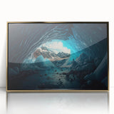 Framed acrylic wall art showcasing a stunning cave landscape design in gold hues, perfect for modern home decor. Ideal for enhancing interior aesthetics with natural beauty.