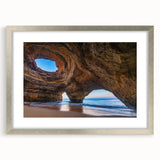 Framed wall art collection showcasing a stunning cave landscape design with a silver mat, perfect for enhancing modern home decor. Ideal for art enthusiasts.
