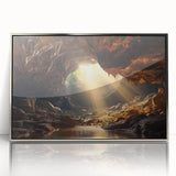 Framed acrylic wall art featuring a stunning landscape design with caves, showcasing vibrant colors and intricate details. Perfect for modern home decor.