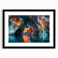 Framed wall art collection showcasing a stunning cave landscape design with a black mat and sleek frame, ideal for modern home decor and interior styling.