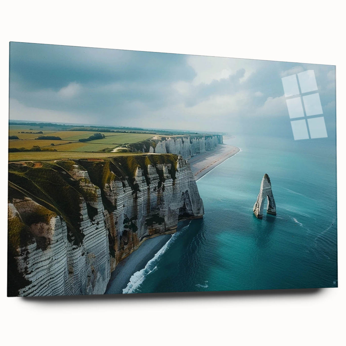 Acrylic wall art piece showcasing a stunning landscape of cliffs, captured from a side view. The vibrant colors and intricate details enhance any modern decor. Perfect for nature lovers and art enthusiasts.
