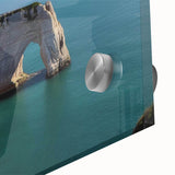 Close-up of a stunning acrylic glass artwork showcasing vibrant cliffs and landscapes, ideal for modern home decor, with rich colors and intricate details that enhance any interior space. Perfect for art enthusiasts looking to elevate their wall aesthetics.