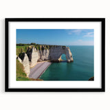 Framed black mat wall art featuring a vibrant landscape of cliffs, showcasing rich colors and textures, perfect for enhancing modern home decor.